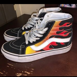 Flame Old Skool High Vans Size 4.5 Kids
